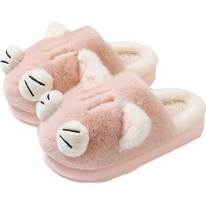 APVPOPOKGM Vrouwen Kat Poot Slippers Leuke Fuzzy Dier Slipper Warm Winter Thuis Gezellige Harige Zachte Indoor Outdoor Schoenen, Lichtroze, 38 EU