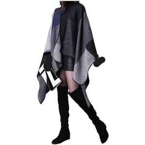 UBOHUZ Herfst Winter Rooster Vrouwen Reizen Sjaal Imitatie Kasjmier Vork Verdikte Mantel Poncho's Capes Voor Lente Herfst Winter, Grijs01, One size