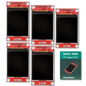 VoltMate 3 x 1,8 inch SPI TFT-display met ST7735 chip, resolutie van 128 x 160 pixels, compatibel met Arduino en Raspberry Pi, inclusief e-book (mogelijk niet beschikbaar in het Nederlands)