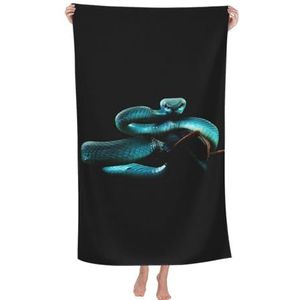 Zhaoyugoods Blauwe slang bedrukte strandlaken - oversized 80 x 130 cm microvezel absorberende waterbadhanddoek - schattige lichtgewicht en superzachte badhanddoek