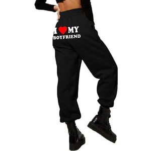 famesale I Love My Boyfriend Joggers Grappige Letter 3D Gedrukt Jogger Broek Voor Vrouwen Casual Harajuku Joggingbroek Trekkoord Beam Broek Streetwear, # 3, M