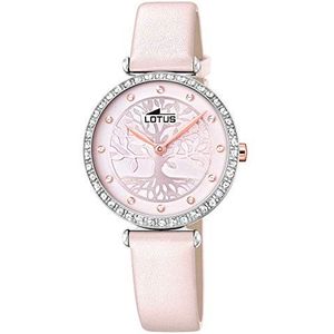Lotus Dames analoog quartz horloge met lederen band 18707/2, roze, Armband