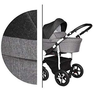 Reissysteem 3in1 Isofix Buggy Kinderwagen Carrycot Kinderwagen Q9 door ChillyKids Mountain Wit Q9/177C 2in1 Zonder Babyzitje