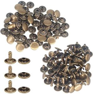 Trimming Shop Dubbele dop klinknagels lederen klinknagels buisvormige metalen studs voor doe-het-zelf lederambachten, kleding reparatie en vervanging, handtas, riemen, 9 mm x 7,5 mm, brons, 100 sets