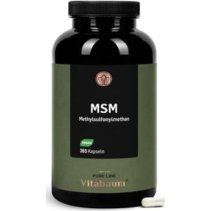 Vitabaum MSM capsules hoge dosis - methylsulfonylmethaan - 1600 mg per dag - van 99,9% zuiver en fijn MSM-poeder - 365 veganistische capsules - 6 maanden voorraad