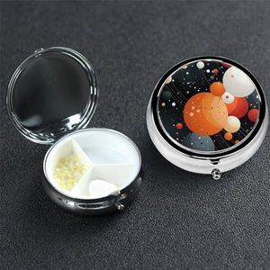 Witte stippen pillendoosje 3 compartimenten pillendoos ronde pil organiseren metalen waterdichte geneeskunde organizer doos voor reizen kleine pillencontainer draagbaar voor supplementen