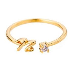 AZ initiaal ringen voor vrouwen Open verstelbare roestvrij staal trouwring trend gouden kleur paar sieraden accessoires -7-N-verguld