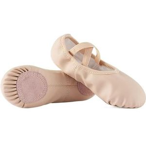 Dansschoenen Vrouwen Ballet Slipper Dansschoenen PU Klassieke Schoenen Yoga Sok Volledige Zool voor Kinderen Meisjes Volwassenen, Naakt, 42 EU