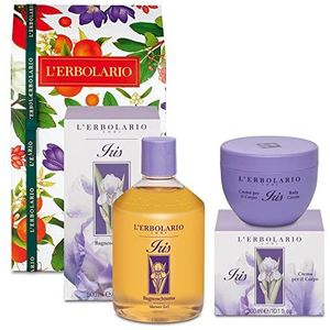 L'Erbolario geschenkverpakking IRIS Body - 500 ml badschuim + lichaamscrème 300 ml - gratis 1 CC Cream Rougj Medium en ontspanning bij kruiden