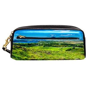 Landschap en kust Connemara in Ierland Draagbare Pouch PU Lederen School Pen Case Stationaire Potlood Zakken Waterdichte Cosmetische Tas Make-up Beauty Case