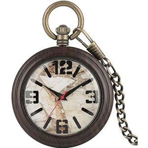 Zakhorloge - rode seconden wijzerplaat zakhorloge quartz uurwerk bronzen armband hanger zakhorloge retro heren (kleur: A, maat: één maat)