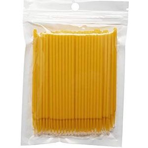 200Pcs Geel Wegwerp Micro Borstels Applicator Mascara Wands Buigbare Borstel Voor Wimper Extension Borstel Wenkbrauw Borstel Make Up Borstels Wimper