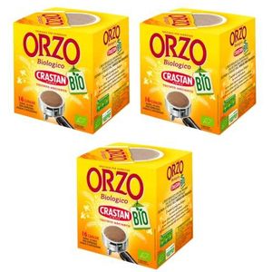 3 x Crastan Orzo Biologico in Cialde biologische gerst in pads geroosterde en gemalen gerst, ideaal voor mokka, infusie en espresso 96 g. Elke verpakking bevat 16 pads