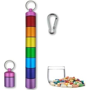 Pill dispenser Aluminum Keychain Pill Holder, Small 7 Day Pill Organizer 1 Time A Day, Travel Pill Case Waterproof, Outdoor Pill Bottle (Size : Colorful)
