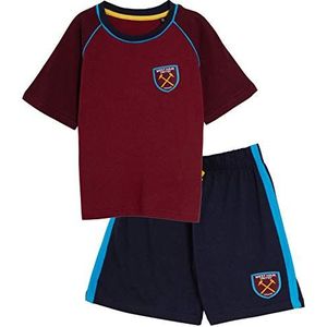 West Ham United FC korte pyjama voor kinderen, pyjama, voetbalclub, korte broek en T-shirt, Rode wijnkleuren/blauw, 9-10 Jaar