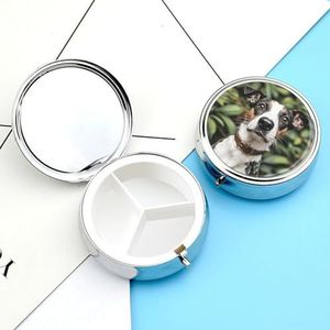 Selfie Hond Pillendoos Pil Container Houder 3 Compartiment Metalen Pil Organizer Travel Medicine Organizer Draagbare Pillendoos voor Pocket om Pillen Vitamine vast te houden