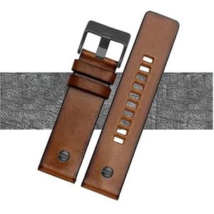 INEOUT Kwaliteit echte retro lederen horlogeband heren compatibel met DZ4343 DZ4323 DZ7406 horlogeband vintage Italiaans leer 22 mm 24 mm 26 mm (Color : A brown-black rivet, Size : 22mm)