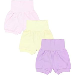 TupTam Baby Meisje Korte Broeken Shorts Pakje van 3, Pastelgeel roze lavendelpaars, 80-86