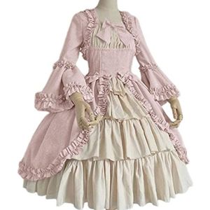 Middeleeuwse gothic paleis zoete lolita jurk vintage kant strik vierkante kraag flare mouw hoge taille victoriaanse jurk kawaii meisje