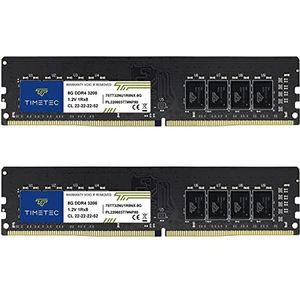 Timetec 16GB KIT(2x8GB) DDR4 3200MHz PC4-25600 CL16 1,35V niet-ECC niet-gebufferd Ontworpen voor gaming en grafisch Compatibel met AMD en Intel Desktop PC Computer Geheugenmodule Upgrade