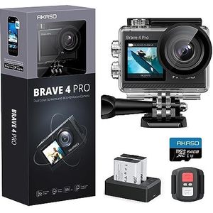 AKASO - Brave 4 Pro - Actiecamera - Zwart - 4K Ultra HD - 20 MP - 40 m Waterdicht