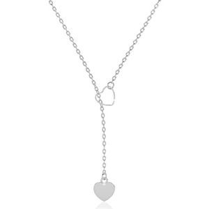 Malinsi Ketting Dames Hart Liefde - Verstelbaar 45+5cm - Zilver - Kettingen Vrouw - Cadeau voor Haar - Verjaardag - Moederdag Cadeautje - Mama - Valentijn (Zilver)