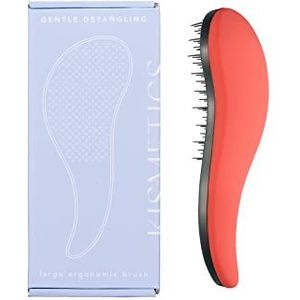 KISMETICS - Grote ergonomische borstel, zacht ontwarrend, ontwarrende haarborstel voor alle haartypes, nat of droog haar (helder koraal)