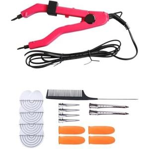 1Set Hair Extensions Machine Connector Fusion Iron Heat Verstelbare Temperatuur Mini Verwarming Tip Keratine Bonding Tools Efficiënte Tijdbesparing(Red Kit)