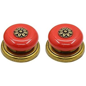 Vintage kastknoppen keramische knoppen, 2 stuks kast lade knop trekhandvat dressoir trekt rondes for lade kast dressoir kast kledingkast deurgrepen hardware (kleur: rood) (Color : Rosso)
