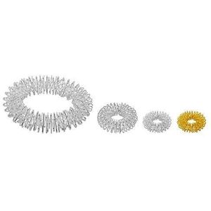 Power-ringenset - armband (zilver) + ring (zilver groot) + ring (zilver klein) + ring (goud klein) / acupressuurring/massagering/massagering, zilver