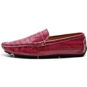 Herenloafers Schoen Ronde Neus Veganistisch Leer Geruite Penny Loafers Lichtgewicht Comfortabele Antislip Klassieke Party Slip On (Color : Pink, Size : 46 EU)