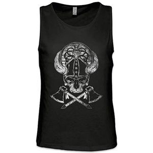 Urban Backwoods Viking Skull II Heren Tank Top Training Gym Shirt Zwart Maat 4XL
