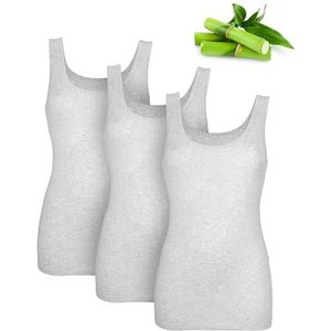 Basic Treasure Set van 3 onderhemden voor dames, spaghettibandjes top dames, premium bamboe onderhemd voor dames, luchtig en dun, Grijs | Tanktop, S