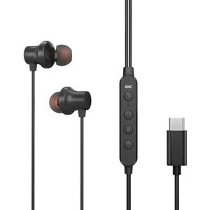Avantalk Hush C30 - USB C bedrade oordopjes met microfoon, ANC in-ear oortelefoon hoofdtelefoon met volumeregeling, compatibel met type C smartphones