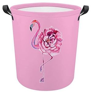 Leuke Flamingo Roze Rose Grappige Wasmanden Met Handvatten Waterdichte Opvouwbare Kleding Hampers Opslag Bin Organizer