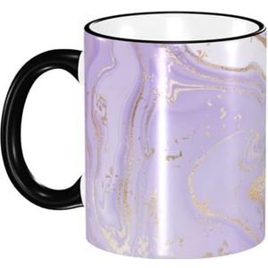Mok, 330 ml keramische kop koffiekop theekop voor keuken restaurant kantoor, lavendel paars marmer gouden lijn