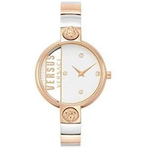 Versus by Versace Rue Denoyez VSP1U0519 zilveren wijzerplaat zilver en rose goud roestvrij stalen armband horloge, Modieus