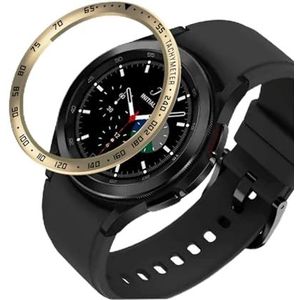 GIOPUEY Bezel Ring Compatibel met Samsung Galaxy Watch 4 Classic 46mm, Bezel Styling Ring beschermhoes, aluminiumlegering metalen beschermende horlogeband - E-Gold