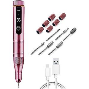 Elektrische nagelvijl, Draadloze elektrische nagelboormachine met LED-display, voorwaartse achterwaartse richting E-vijl, nagelboor for acrylnagels Manicureset voor zowel natuurlijke als kunstnagels (