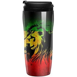 Rasta Leeuw Koffiekopjes Met Deksels Dubbele Muur Plastic Reizen Koffie Mok Verwijderbare Dranken Tumbler 350ml