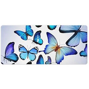 Vlinder Kleurrijke Blauwe Tekening Art Mode Bureau Muismat Antislip Gaming Muismat Accessoires Decor 40x90cm