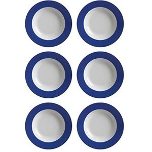 Ritzenhoff & Breker Doppio soepborden, diameter 22 cm, indigoblauw, set van 6, diep bord met gekleurde rand, porselein