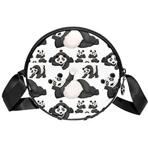 Ronde Crossbody Tas Messenger Bag Purse voor Vrouwen Achtergrond met Leuke Panda, Meerkleurig, 6.7x6.7x2.3 in, Sling Rugzakken