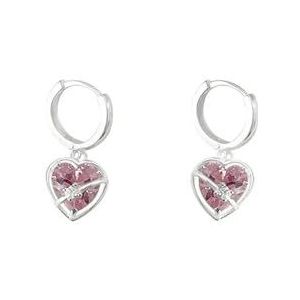 Koreaanse roze zirkoon holle liefde oorbellen voor vrouwen mode pijl doorboord hart oorbellen sieraden