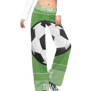 Voetbal voetbalveld vrouwen broek casual broek elastische taille lounge broek lange yoga broek rechte been