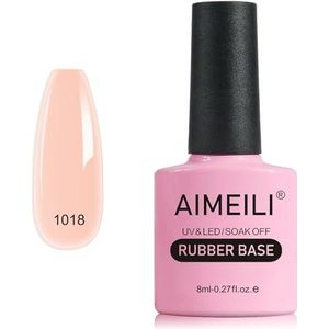 AIMEILI 5 in 1 Rubber Base Gel Gellak Base Coat, Soak Off Builder Gel voor UV LED Nagel Versteviging Rubberbase voor Nail Enhancers Nail Rhinestones Lijm - 8ml(1018)