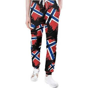 Retro Noorse Vlag Joggingbroek voor Mannen Yoga Atletische Jogger Joggingbroek Trendy Lounge Jersey Broek XL