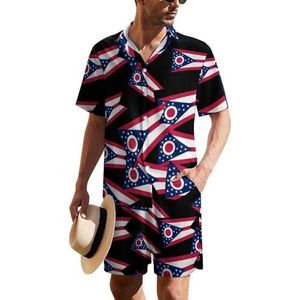 Ohio State Flag Hawaiiaanse pak voor heren, set van 2 stuks, strandoutfit, shirt en korte broek, bijpassende set