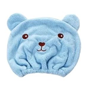 QAUUCP Little Bear haardroogkap handdoek microvezel snel droog haar douche hoed gewikkelde handdoeken badmuts badkamer accessoires haardroogkap (blauw)