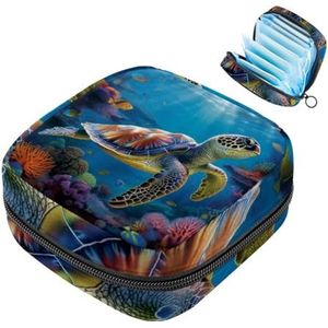 MUOOUM Sunlight Shines Zeeschildpad Maandverband Opbergtas Menstruatie Pad Tas Draagbare Menstruatie Cup Pouch met Rits voor Tiener Meisjes Vrouwen Dames
